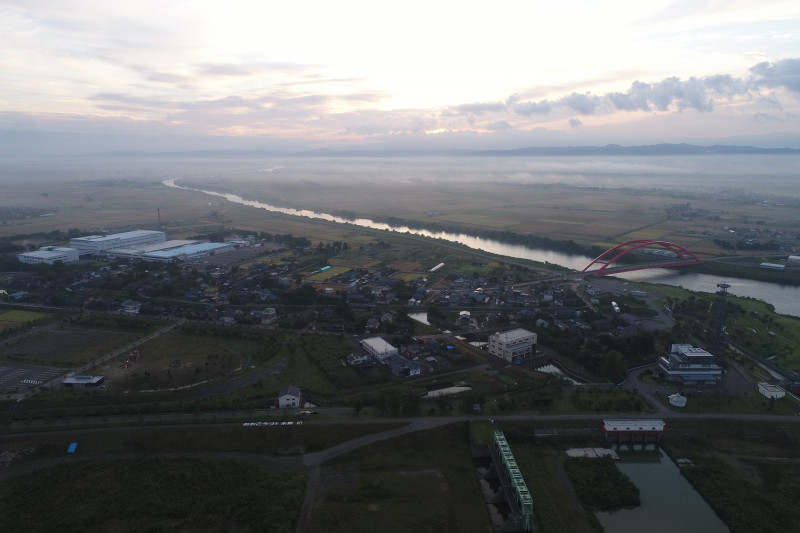 空撮 越後平野の守り神「大河津分水路」1